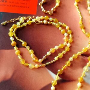 Bracelet Shell - Opale jaune & tourmaline