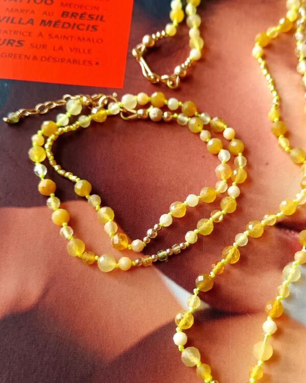Bracelet Shell - Opale jaune & tourmaline
