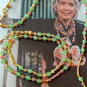 Bracelet Shell - Aventurine & tourmaline rose