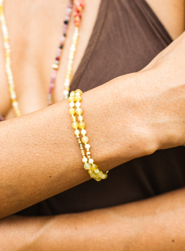 Bracelet Shell - Opale jaune & tourmaline