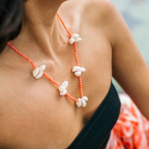 Collier Vaïana - Bambou de mer rose