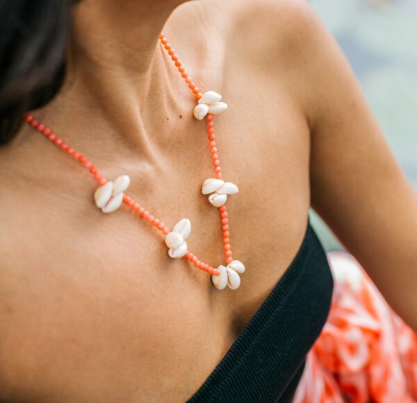 Collier Vaïana - Bambou de mer rose