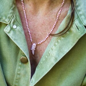 Collier Perroquet opale rose - Perles d'eau douce