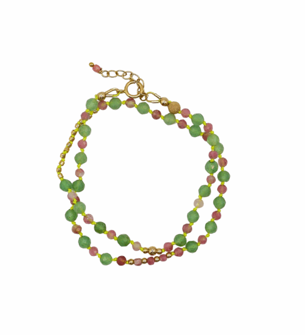 Bracelet Shell - Aventurine & tourmaline rose