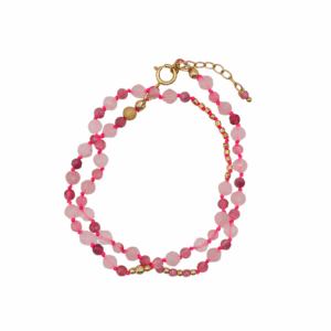 Bracelet Shell - Quartz rose & tourmaline rose