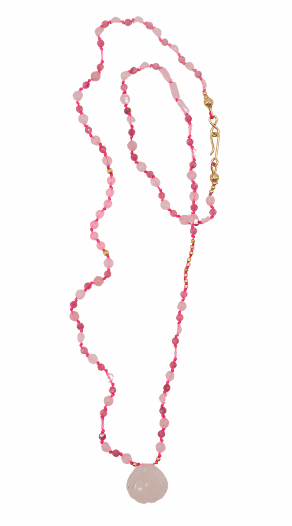 Collier Shell - Quartz rose & tourmaline – Image 3