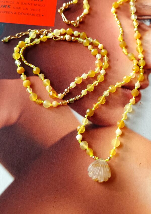 Collier Shell - Opale jaune & quartz rutile – Image 2