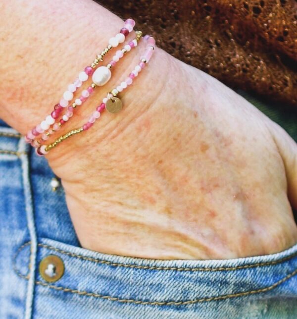 Multi tour Wana - Quartz rose, nacre & tourmaline rose