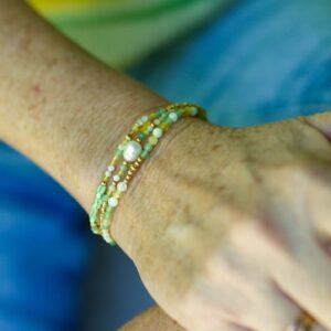 Multi tour Wana - Aventurine, nacre & opale jaune