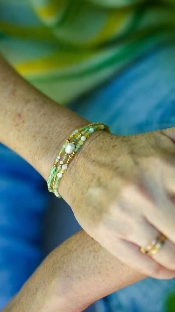 Multi tour Wana - Aventurine, nacre & opale jaune