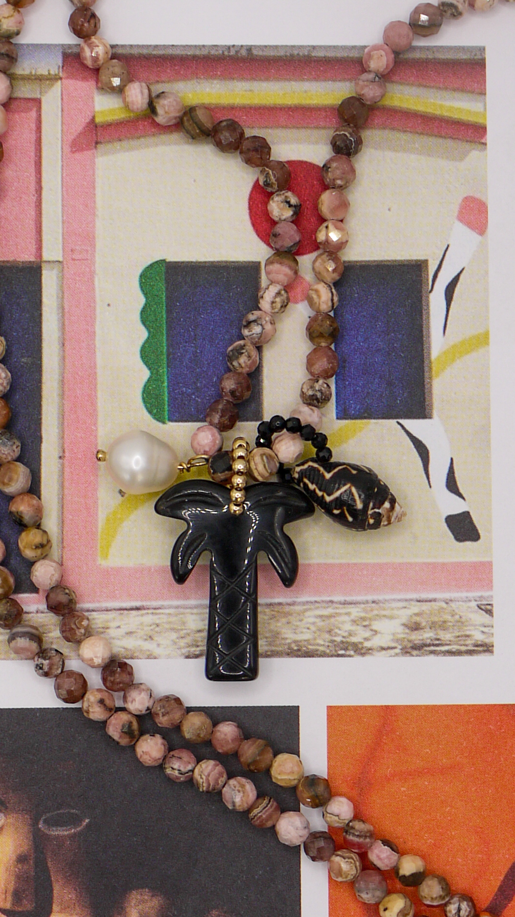 Sautoir Cali - Rhodochrosite & Obsidienne – Image 2