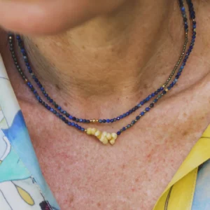 Sautoir / double ras de cou Evasion - Lapis lazuli & Pyrite